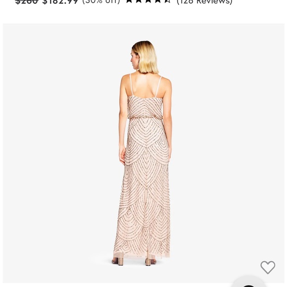 Adrianna Papell Art Deco Beaded Blouson Gown in Taupe Pink - Picture 2 of 9